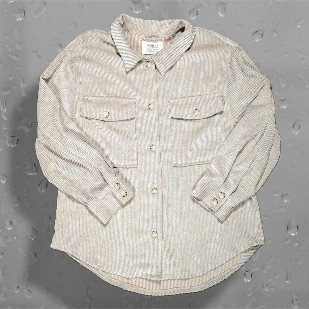 Ashley 26 International Taupe Corduroy Utility Button Up Oversized Shacket sz XL